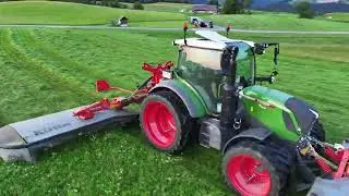 Mähen mit Kuhn Butterfly GMD 8730 an Fendt 312 Vario Profi 2 Fendt & Kuhn 3121f-FF Frontmähwerk