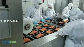 Salmon fish fillets vacuum skin packaging machine