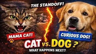 Mama Cat vs Curious Dog...One Step Closer and Everything Changed 😾🐕&zwj;🦺