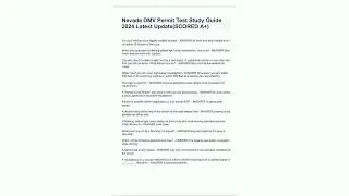 Nevada DMV Permit Test Study Guide 2024 Latest UpdateSCORED A94