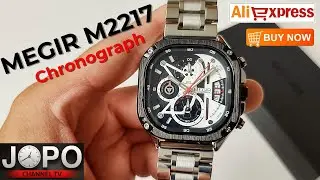 MEGIR M2217 Square Dial Quartz Chronograph Watch with 2 Straps │Megir Watch Review│Subtitles