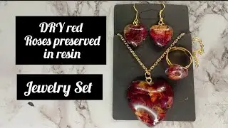 How To Make Resin Dry Red Rose Jewelry Set | Resin Flower Preserved Jewelry Set🫶💫
