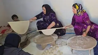 Baking bread: And Setareh going to school and Aaliyah coming to help Amina