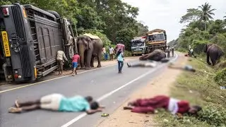 Elephant wreaks havoc on the highway 😱 Elephant suddenly charges | Shocking Elephant Attack on Hi...