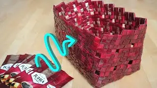 Weaving a coffee bag basket - DIY crafts with waste material