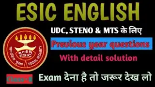 ESIC ENGLISH / class 8/ esic previous year questions / UDC / STENO / MTS