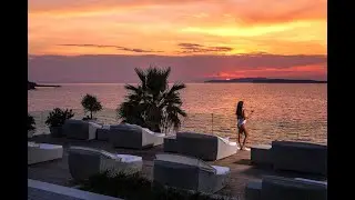 Sunset at Delfino Blu Hotel in Corfu, Greece