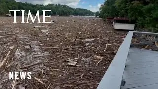 Lake Lure Filled With Debris Following Hurricane Helene&rsquo;s Devastation in North Carolina