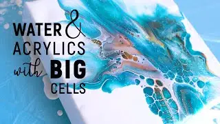 acrylic pour painting cells NO silicone | dutch pour technique | metallics & turqouise