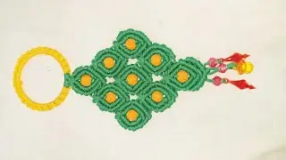 Handmade Macramé Wall Hanging KeychainGreen Diamond Pattern with Beads & Tassels#shortsviral#macrame
