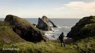 Crovie and Bow Fiddle Rock Drone footage 4K