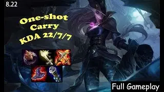 Top Lane Diana vs Gnar One-shot carry (KDA 22/7/7, patch 8.22) Full Game
