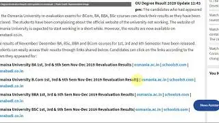 OU Degree Results 2020: Revaluation Results Declared on osmania.ac.in- Now available on ...