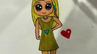 How to Draw a Cute Girl in a Dress 💖 | Easy Drawing for Kids