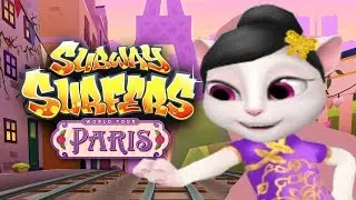 My Talking Angela GOLDEN FLOWER^Vs.Subway Surfers Paris Valentine's day*Gameplay Make For Kid #283
