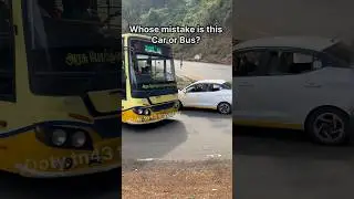 TNSTC yellow bus and car got confused in a hairpin bend ghat road #drivingskills #followtrafficrules