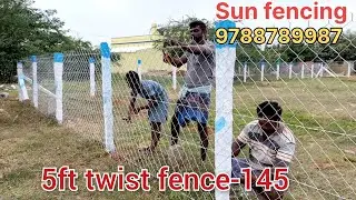 Sun fencing 7ft puthukottai stone||5ft twist chainlink installation #fencingwork #chainlink #video
