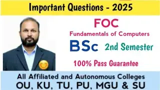 FOC Fundamentals of Computers Important Questions 2025 BA Bcom BSc BSW BBA I Semester 2nd Sem Imp OU