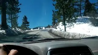 Scenic drive along Big Pines Highway in Wrightwood California