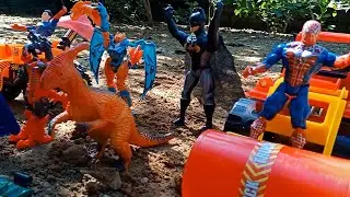 Unboxing New Kid Toys for Children: Excavator, Road Roller, Bulldozer, Dump Truck, Dinosaur, Batman