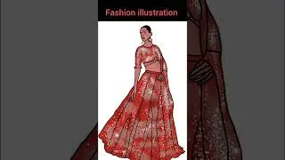 Fashion illustration in lengha time-lapse #shorts#fashion illustration#my mirror logic#digitalart