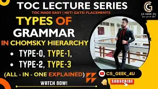 Types of Grammar in Chomsky Hierarchy |Type-0, Type-1, Type-2, Type-3 Production Rules with Examples