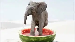 Cute Baby elephant in watermelon. Funny video, goes viral or flops spectacularly 😅