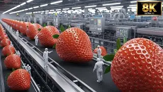 Inside the Strawberry Processing Factory &ndash; From Fresh Berries to Syrup, Jam & Desserts(Full Process)