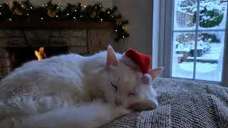 Christmas Calming Music for Cats 🎄 Cozy Fireplace Sounds for Pet Relaxation and Deep Sleep