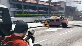 GTA V: Michael, Dave, Sanchez, Steve Trigger INSANE 10 Star Cop Rampage + Escape