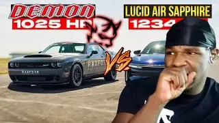 Fastest Mopar DEMON 170 Challenger vs Lucid Sapphire VHT Electric Drag Race