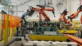 🚀👏Our rail and fixtures working with ABB and Yaskawa robots, applied to crimping, welding, handling.