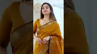 Mustard Marigold Maheshwari silk cotton saree | Shop @ www.thenmozhidesigns.com