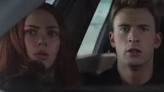 Natasha Romanioff saves Steve Rogers and Sam Wilson from being shot by the Winter Soldier