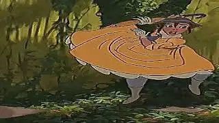 Walking in a oversised victorian bustle dress