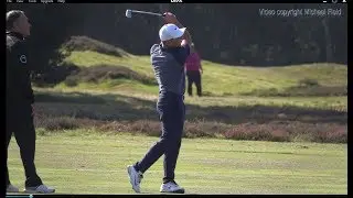 Francesco Molinari golf swing mid-Iron (face-on view), Sky Sports British Masters, October 2018.