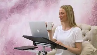 Tatkraft Vanessa Laptoptisch H&ouml;henverstellbar mit Mausablage, Steh-Sitz Schreibtisch mit Rollen