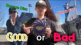 Testing Bournce Disc/gets stuck on roof (don't try at home!!!)