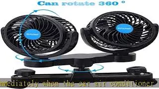 QIFUN Electric Car Fans for Rear Seat Passenger Portable Car Seat Fan, 4 Inches 12V Headrest 360&deg; R