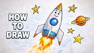 How to Draw a Rocket 🚀✨ | Step by Step Drawing Easy | Space Drawing 2025