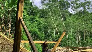 Step by Step Setting Columns & Wooden Floor for Survival Shelter