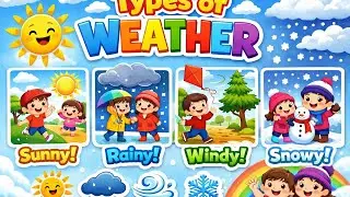 Weather Types for Kids 🌤️🌧️💨❄️ | Sunny, Rainy, Windy & Snowy | Fun Learning Video| Smart Spark Kids