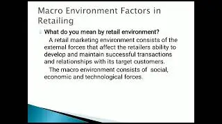 Marco Environment Factors-Retail sector