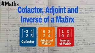 Cofactor of Matrix | Adjoint of Matrix | Inverse of Matrix | MATHS | Book & Talks