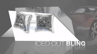 Kite Small Black CZ Micro Pave Earrings .925 Silver