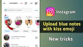 How to Upload Blue Instagram Notes with Kiss Emoji