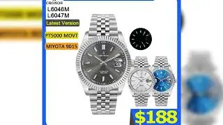#Cronos DateJ Luxury Men Watch Stainless Steel 5 Links Bracelet PT5000 Miyot 9015 100m Water Resist