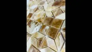 Geometric Star Pattern Marble Caramel Gold Honey Onyx Polished Mosaic Floor and Wall Tile