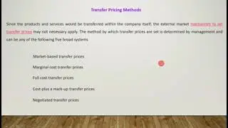 Transfer Pricing- Meaning,Methods,Objectives and Principles