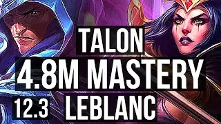 TALON vs LEBLANC (MID) | 4.8M mastery, 11/1/10, 700+ games, Legendary | EUW Master | 12.3